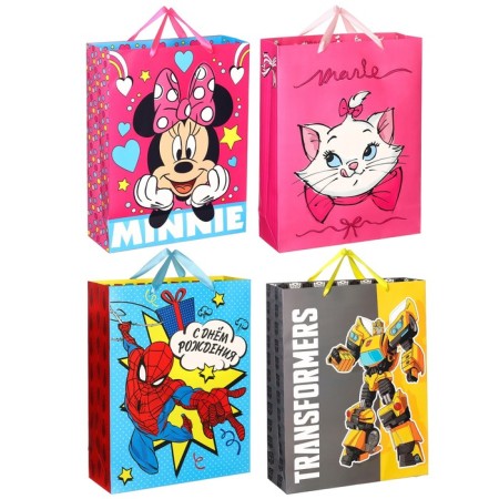 Laminated vertic package, 31x40x1.5 cm, Minnie, transformers, cat Marie, emergency mix-9