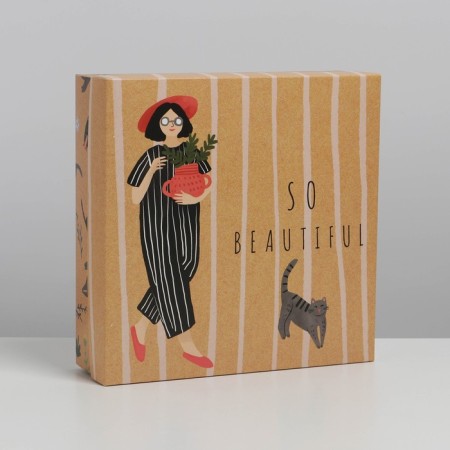 Gift folding box, packaging, “cats”, 26 x 26 x 8 cm-2