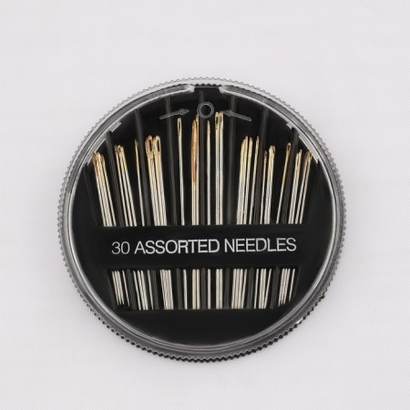 Sewing needles in a plastic box, with a golden ear, 30 pcs, black color-1