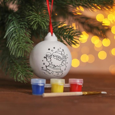 New Year's ball for coloring "Gift Time" with a suspension, paint 3 centers. 2 ml, brush-1