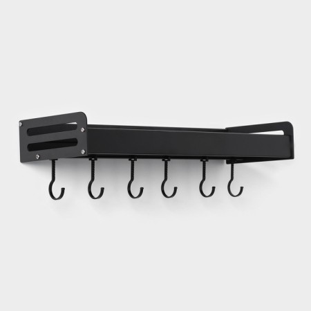 Suspended shelf, 6 hooks, 40 × 13.5 × 5.5 cm, black color, aluminum-3