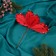 Decor "Winter Flower" droplets of the edge, 18x20 cm, red