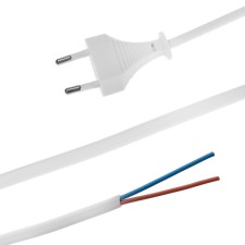 A network cord with a fork, 2.5 m, SHVVP 2 x 0.5 mm2, white