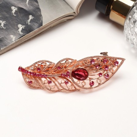 Halfish hair clip "Margaret" leaflet, 9 cm, gold