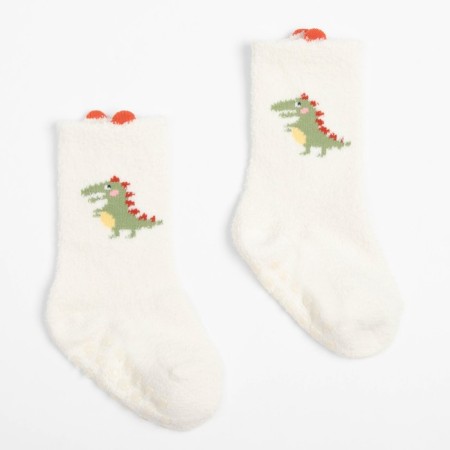 Noski children's terry with stoppers Minaku, white color, size 12-14 cm