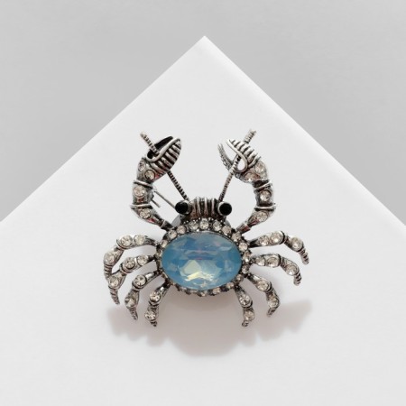 Brooch "Crab" sea, blue color in black silver