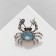 Brooch "Crab" sea, blue color in black silver