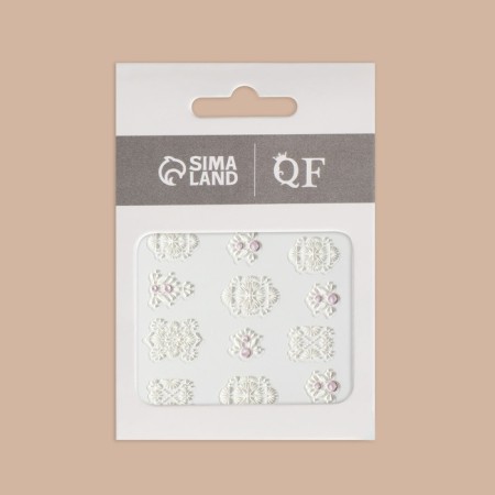Nail stickers "3D patterns", voluminous, white color-4