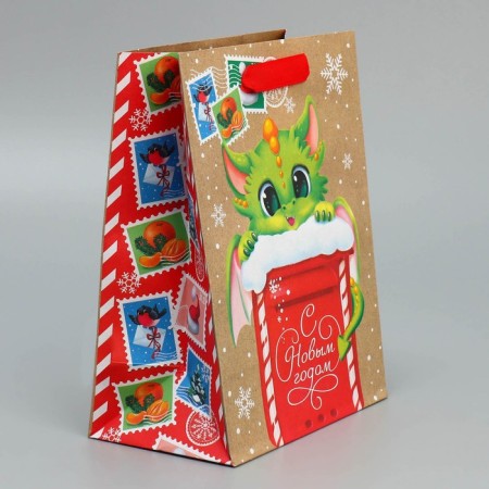 Craft vertical package "New Year's Post", MS 18 x 23 x 10 cm, New Year-2