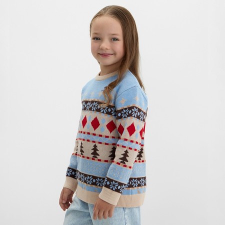 New Year. Knitted children's katan scandinavia size 32 (110-116 cm), blue-5
