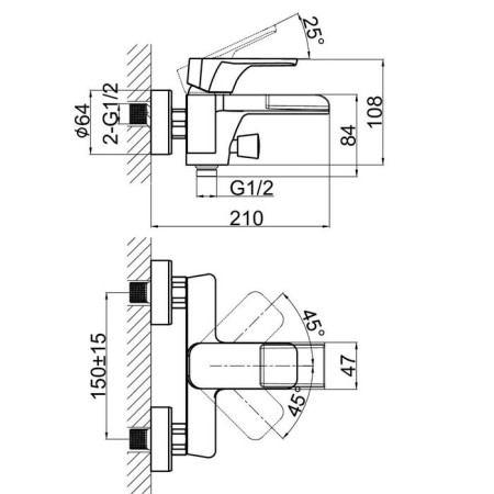 Bath mixer D&K DA143301, single -leaf, chrome-1