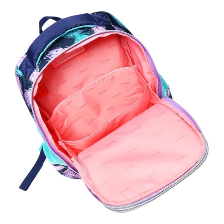 School backpack 37x28x14, ergonomic back, Devente Smart 14l, Happy Owl, for girls, turquoise/purple-9