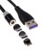 Magnetic cable 3 in 1, microUSB/type -C/Lightning - USB, without data transfer, 1 meter, black