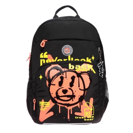 School backpack, 40 x 25 x 13 cm, Grizzly, ergonomic back, laptop department, black-2