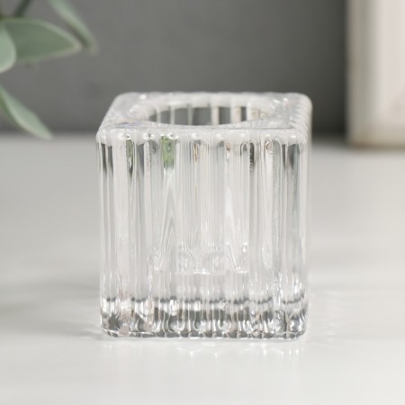 Glass of glass per 1 candle "Square" transparent d-2 cm 3.8x3.8x4 cm-2