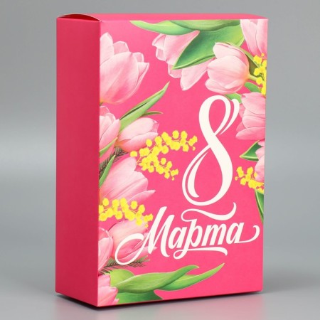 Gift folding box, packaging, “March 8”, 16 x 23 x 7.5 cm
