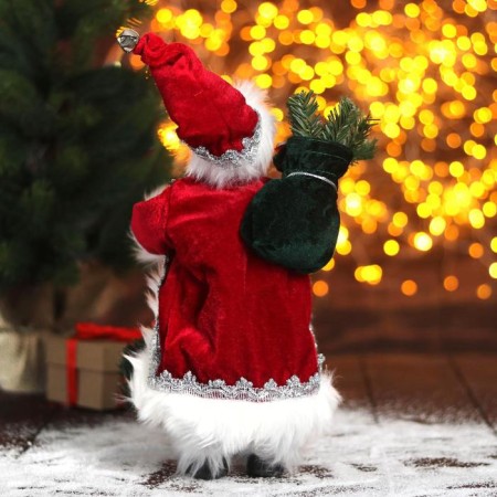 Santa Claus "In a red fur coat with a New Year's wreath" 16x30 cm-2