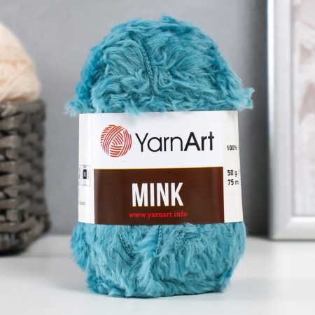 Yarn "mink" 100% polyamide 75m/50g (349 turquoise)-4