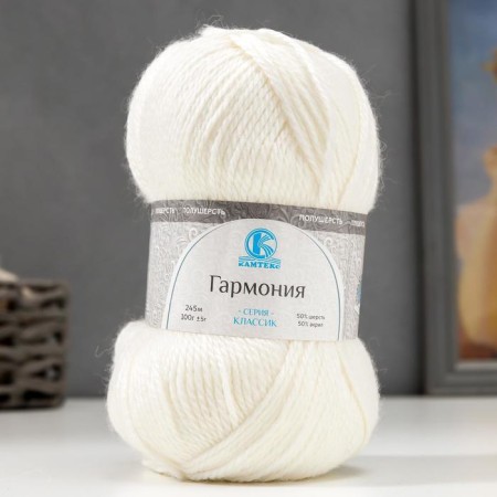 Yarn "Harmony" 50% wool, 50% acrylic 245m/100g (205 white)-4