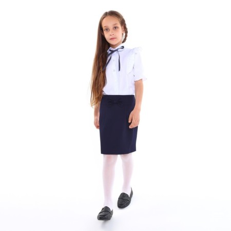 School blouse for girls, white color, height 134 cm-1