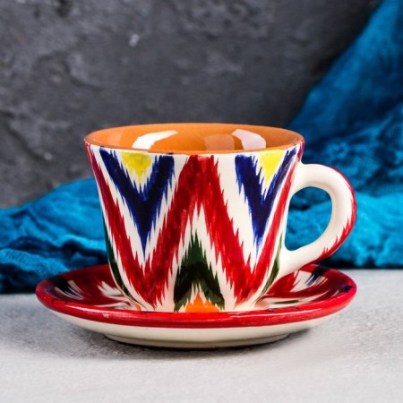 Tea couple Rishtan ceramics "Atlas", 220 ml, red mix