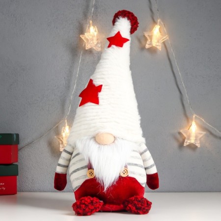 Interior doll "Santa Claus in a red overalls, in a cap with stars" 35x16x14 cm