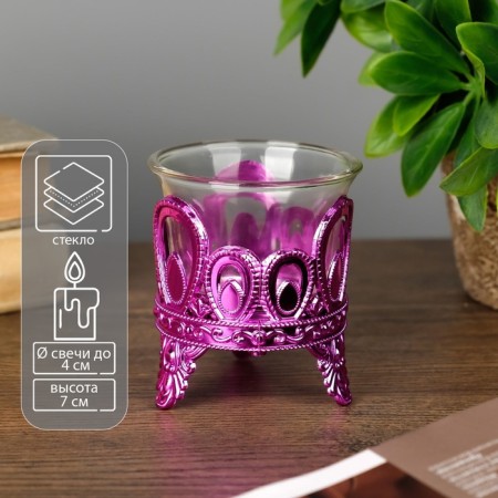 Climber Plastic, glass for 1 candle "droplets" pink 7x6x6 cm