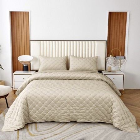 Kit: bedspread, pillowcase, size 160x220 cm, 50x70 cm, cream color