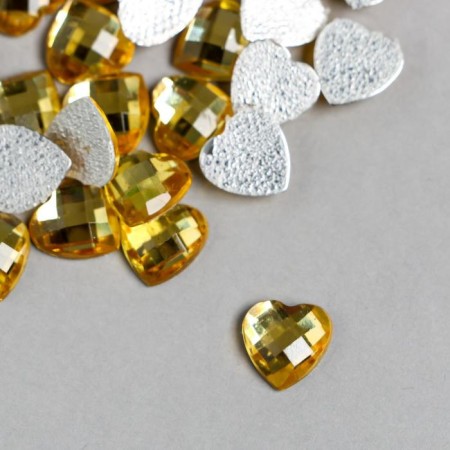 Decor for creativity plastic "Rhinestrus heart. Yellow" set of 80 pcs 0.8x0.8 cm-1