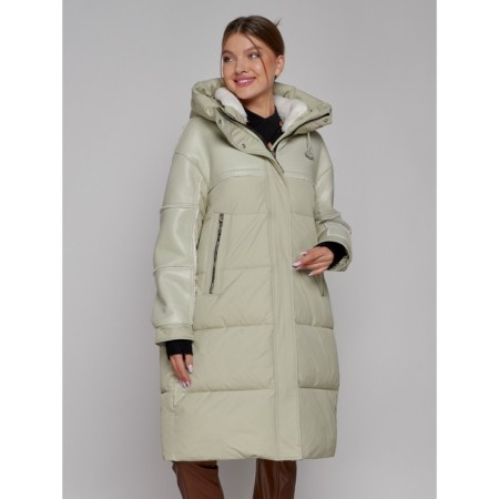 Coat insulated winter female, size 48, color light green-8