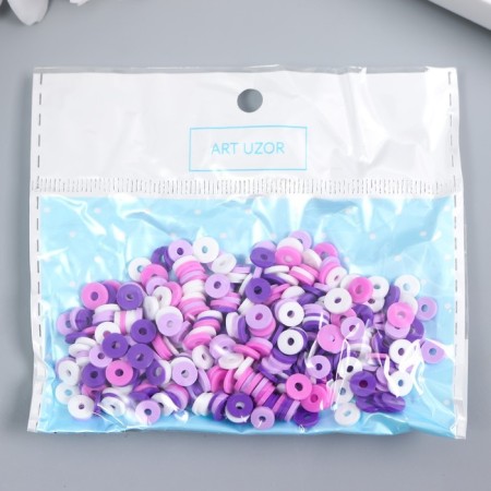Beads for PVC creativity "Violet-lilac rings" set ≈ 330 pcs 0.1x0.6x0.6 cm-2