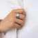Ring "Bohemia" geometry, white color in silver, dimensionless