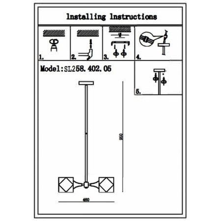 Ceiling Ceiling ST LUCE. SL258.402.05. Enigma. 5x40 watts, E14, 42.5x42.5x45 cm, black color-9