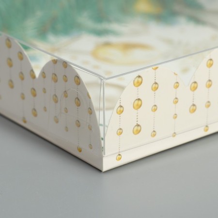 Box for confectionery products with PVC “Happy New Year!”, 13 x 13 x 3 cm, New Year-3