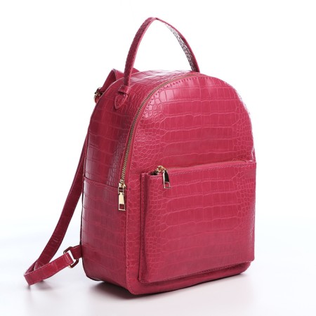 Women's backpack made of artificial leather with lightning, 1 pocket, fuchsia color
