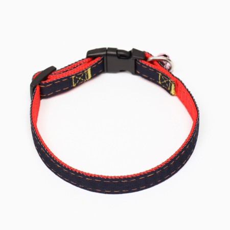 Collar "jeans", red lining, 24-34 x 1.5 cm-1