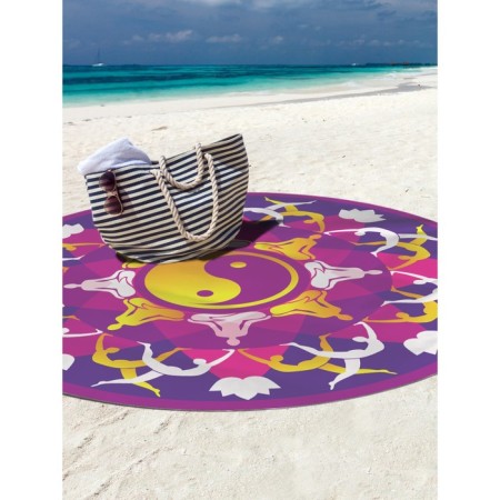 Pareo and beach rug "Yin Yang with patterns", d = 150 cm-1