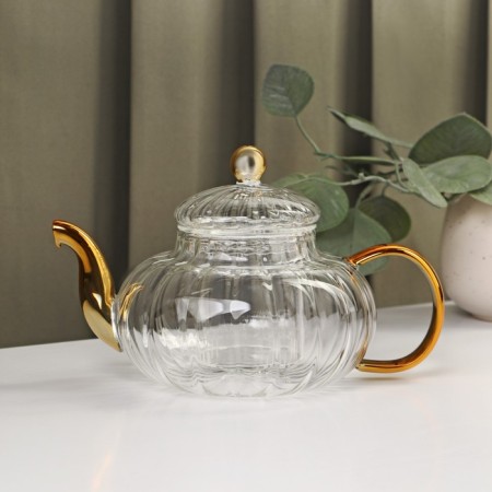 Tea -glass set "Diana in gold", 3 items: kettle 550 m, 2 circles 150 ml-2