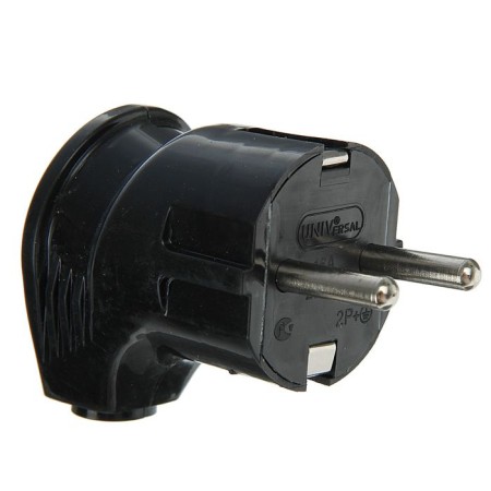 Electric fork Universal A0105, with grounding, angular, 16 A, 250 V, euros, black