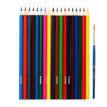 Pencils Watercolor 18 Tsv Gamma "Classic", hexagon, with a brush, cards/units, euro -baits-1
