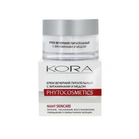 Kora face cream, evening, nutritious with vitamins and honey, 50 ml
