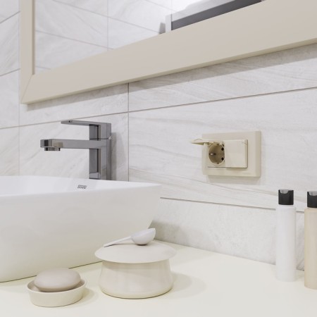 The w1172203 groove is double moisture protection, with grounding, with protective lids and curtains, ivory-1