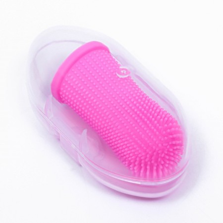 Brush for brushing animal teeth, 5.5 x 2.5 cm, pink, container 7 x 4 cm-2