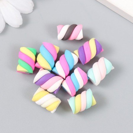 Decor for creativity plastic "Twisted pastille" set 10 pcs 1.1x1.1x1.5 cm