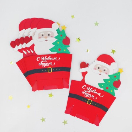 New Year's glass for popcorn and snacks “Happy New Year!”, Santa Claus-2
