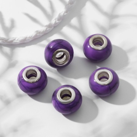 Busina "Texture" for magnesite, lilac color in silver-1