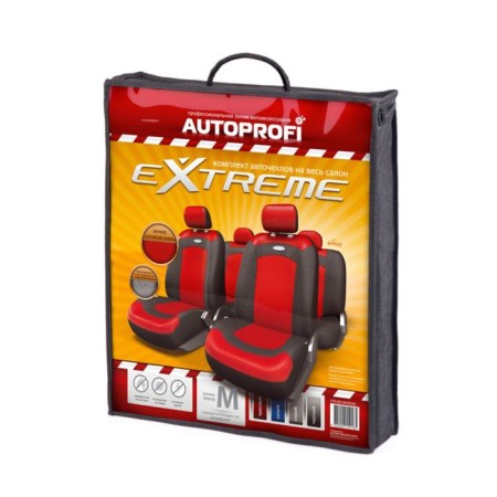 Autoshekhli university Autoprofi Extreme, XTR-803 BK/RD (M), velor+mesh fabric, set of 8 objects, black/red color-3