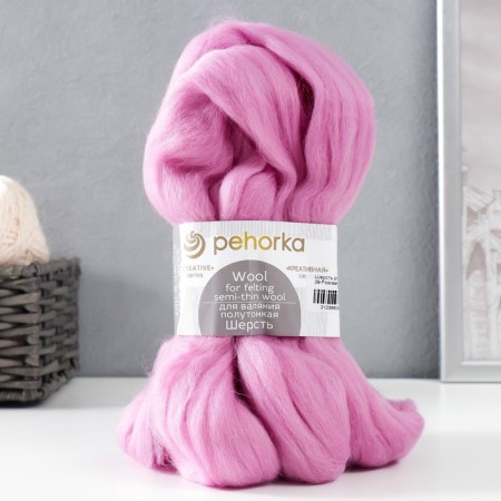 Fasting wool 100% half -toned wool 50g (29 pink lilac)