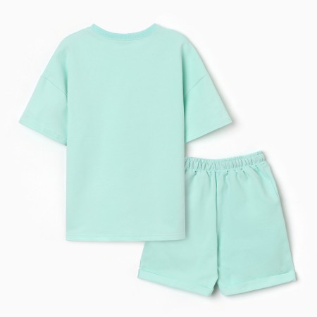 Children's costume (T -shirt, shorts), olive color, height 122-4