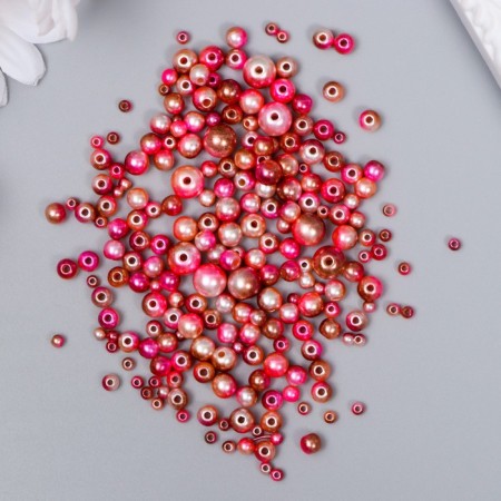 Beads for creativity plastic "Round. Gradient. Rosalka Pink" D = 3-8mm, set 10 grams